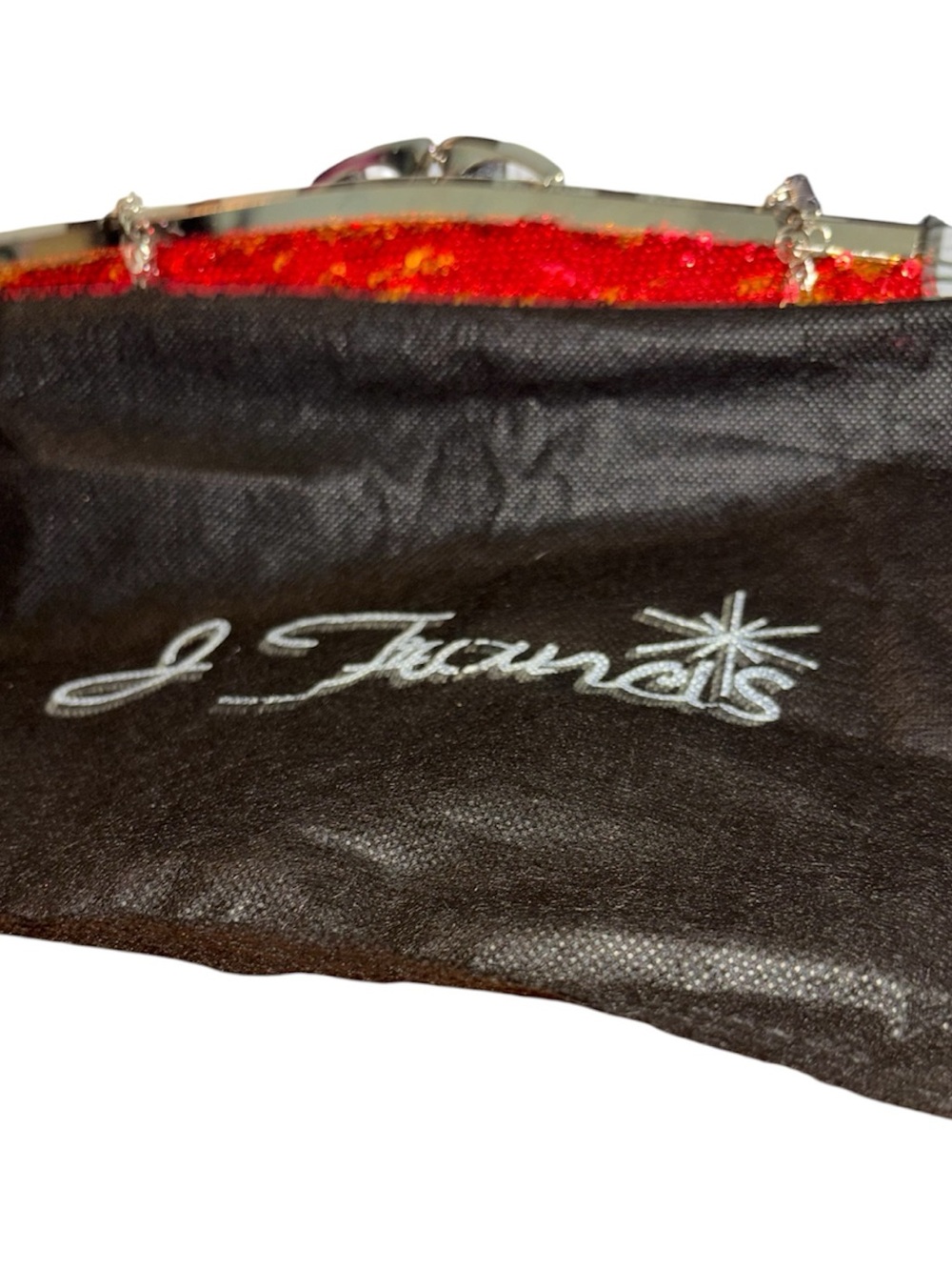 J Francis Red Sequin Evening Clutch.   Item# 149 - Picture 2 of 5